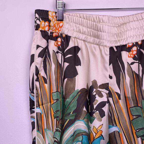 Cambio Tropical Print Satin Pull On Pants Large - Picture 2 of 4